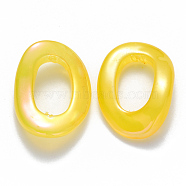 Transparent Acrylic Linking Rings, AB Color Plated, Imitation Gemstone Style, Oval, Yellow, 31x22.5x6mm, Inner Diameter: 17.5mm(TACR-T016-07A)