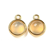 Natural Grey Agate Half Round Charms, Real 14L Gold Plated 304 Stainless Steel Charms, 13.5x10.5x7mm, Hole: 1.8mm(STAS-L080-009G-02)