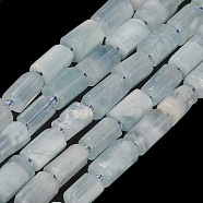 Natural Aquamarine Beads Strands, with Seed Beads, Faceted, Column, 5.5~7.5mm, Hole: 0.7mm, about 26~33pcs/strand, 15.67''~16.46''(39.8~41.8cm)(G-M403-B22)
