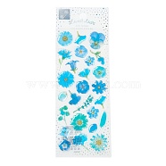 Flower Pattern Epoxy Resin Sticker, for Scrapbooking, Travel Diary Craft, Sky Blue, 200x75mm(DIY-A017-04B)