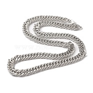 Iron Cuban Link Chain Necklaces for Women Men, Platinum, 23.62 inch(60cm), Link: 12x10x1.8mm(NJEW-A028-01D-P)