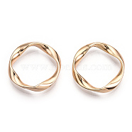 Brass Linking Rings, Nickel Free, Real 18K Gold Plated, Twist Ring, 20x3mm, inner diameter: 15mm(KK-Q735-329G)