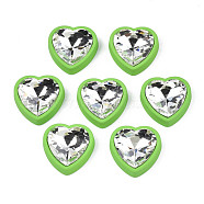 Rubberized Style Acrylic Rhinestone Cabochons, Faceted, Heart, Lime, 22.5x22.5x8mm(X-MACR-T042-01B)