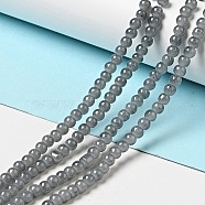 Imitation Jade Glass Beads Strands, Spray Painted, Round, Light Grey, 4mm, Hole: 1.1~1.3mm, about 200pcs/strand, 31.4 inch(DGLA-S076-4mm-30)