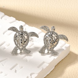 Brass Stud Earrings, Turtle, Platinum, 18.5x20mm(EJEW-B118-01P)