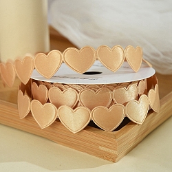 9M Valentine's Day Polyester Love Heart Ribbon Trim, Garment Accessories, Gift Packaging, Wheat, 1 inch(25mm), about 9.84 Yards(9m)/Roll(PW-WG79054-14)