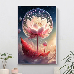 Lotus Pattern DIY Diamond Painting Kits, including Resin Rhinestones, Diamond Sticky Pen, Tray Plate and Glue Clay, Pink, 400x300mm(WG95251-01)