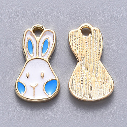 Alloy Enamel Pendants, Rabbit, Light Gold, Dodger Blue, 16.5x9x1.5mm, Hole: 1.5mm(ENAM-S121-118A)