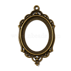 Zinc Alloy Pendant Cabochon Settings, Open Back Settings, Oval, Antique Bronze, Tray: 40x30mm, 65x37.5x2.5mm, Hole: 3mm(FIND-WH050-70AB)