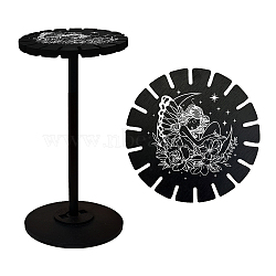 Wooden Wheel, Wooden Display Shelf, Black Holder Stand, Rustic Divination Pendulum Storage Rack, Witch Stuff, Fairy, Wheel: 120x8mm, 2pcs, Studdle: 288x12mm, 1pc(DJEW-WH0046-093)