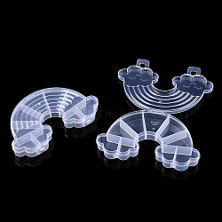 9 Grids Rainbow Plastic Bead Containers, for Small Parts, Hardware and Craft, Clear, 9.4x14.8x2cm, Inner Size: 26~39.5x12~36.5mm(CON-T002-06)