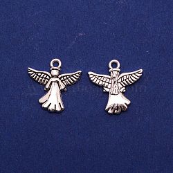 100Pcs Alloy Pendants, Angel, Antique Silver, 20x20x2.5mm, Hole: 2mm(PALLOY-WH0101-01AS)