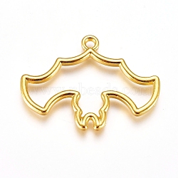 Zinc Alloy Open Back Bezel Pendants, For DIY UV Resin, Epoxy Resin, Pressed Flower Jewelry, for Halloween, Bat, Golden, 25.5x34.5x2.5mm, Hole: 2mm(PALLOY-D199-16G)