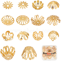 Beebeecraft 70Pcs 7 Styles Brass Bead Caps, Long-Lasting Plated, Flower, Real 18K Gold Plated, 11~16x1.5~10mm, Hole: 1~2mm, 10pcs/style(KK-BBC0014-08)