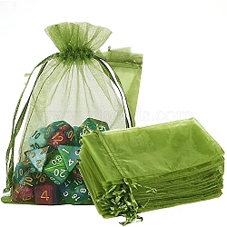 Rectangle Organza Drawstring Storage Bags, for Spot Candy Bag Party Gift Bag Christmas Candy Bags, Lime, 10x8cm(PW-WGC1AC3-02)