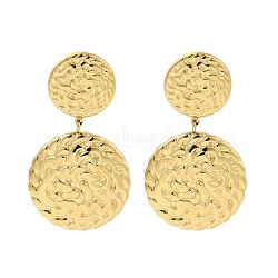 304 Stainless Steel Flat Round with Groove Stud Earrings for Women, Golden, 40x22mm(EJEW-U020-09G)