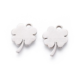 201 Stainless Steel Pendants, Manual Polishing, Clover, Stainless Steel Color, 16x12x1.5mm, Hole: 2mm(X-STAS-F231-043P)