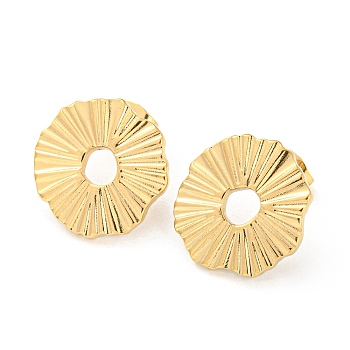 304 Stainless Steel Stud Earrings, Donut, Real 18K Gold Plated, 17x16.5mm