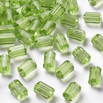 Transparent Acrylic Beads, Faceted, Polygon, Lime Green, 9x5mm, Hole: 1.8mm, about 3496pcs/500g