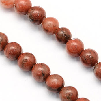 Natural Sesame Jasper/Kiwi Jasper Round Beads Strands, 4.5mm, Hole: 1mm, about 96pcs/strand, 15.5 inch