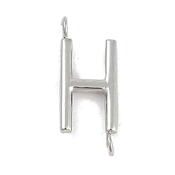 304 Stainless Steel Letter Connector Charms, Stainless Steel Color, Letter H, 12x5x2mm, Hole: 1.2mm