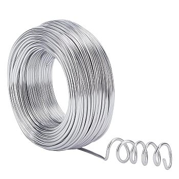 Round Anodized Aluminum Wire, Bendable Metal Craft Wire, for DIY Jewelry Craft Making, Silver, 10 Gauge, 2.5mm, 35m/500g(114.8feet/500g), 500g/box