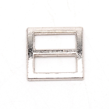 Alloy Slide Buckles, Square, Platinum, 10x10x1mm