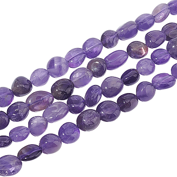 2 Strands Natural Amethyst Beads Strands, Grade A, Oval, 8~15x7~12x4~12mm, Hole: 1mm, about 30~45pcs/strand, 15.7 inch(39.88cm)