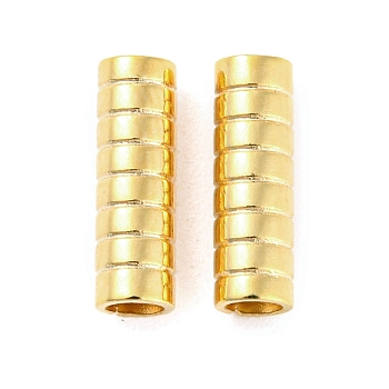 201 Stainless Steel Tube Beads, Grooved Column, Golden, 10x3.2mm, Hole: 2mm