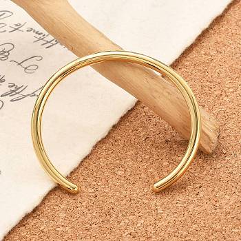 Ion Plating(IP) 304 Stainless Steel Simple Thin Cuff Bangles, Real 18K Gold Plated, Inner Diameter: 1-7/8x2-1/4 inch(4.8x5.7cm)