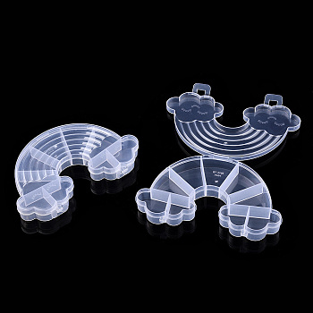 9 Grids Rainbow Plastic Bead Containers, for Small Parts, Hardware and Craft, Clear, 9.4x14.8x2cm, Inner Size: 26~39.5x12~36.5mm