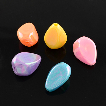 AB Color Plated Acrylic Beads, teardrop, Mixed Color, 21x16x12mm, Hole: 2mm, about 253pcs/500g