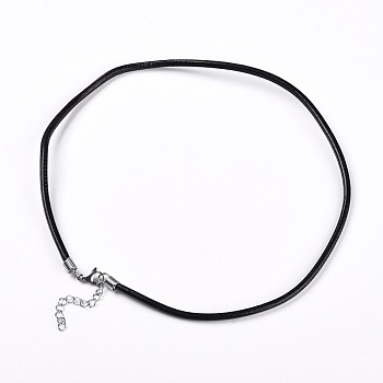 Leather Cord Necklace Making, with Stainless Steel Findings, Black, 17.7 inch~18.3 inch(45~46.5cm), 2mm