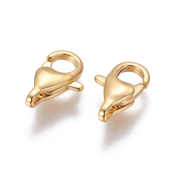 304 Stainless Steel Lobster Claw Clasps, Golden, 13x8.5x3.5mm, Hole: 1.2mm