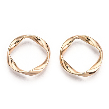 Brass Linking Rings, Nickel Free, Real 18K Gold Plated, Twist Ring, 20x3mm, inner diameter: 15mm