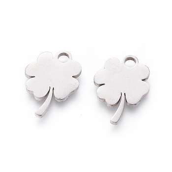 201 Stainless Steel Pendants, Manual Polishing, Clover, Stainless Steel Color, 16x12x1.5mm, Hole: 2mm