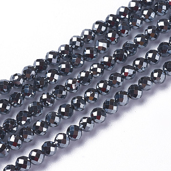 Terahertz Stone Beads Strands, Faceted, Round, 3.5~4x4mm, Hole: 0.4mm, about 98~105pcs/strand, 15.9~16.6 inch(40.4~42.2cm)