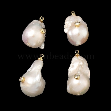 Brass & Pearl Micro Pave Cubic Zirconia Pendants(KK-H259-13A-G02)-1
