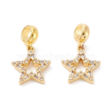 Clear Star Brass+Cubic Zirconia Dangle Beads