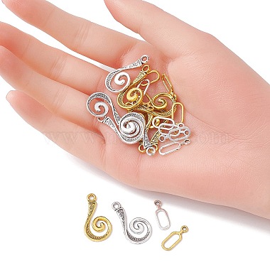 20Pcs 2 Colors Tibetan Style Alloy Hook and Eye Clasps(FIND-YW0003-89)-4