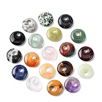 Natural Mixed Gemstone Pendants, Flat Round Charms, Mixed Dyed and Undyed, 18x5~5.5mm, Hole: 4.5~6x5mm(G-H331-02)