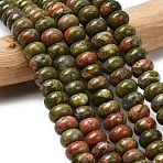 Natural Unakite Beads Strands, Rondelle, 10.5x6.5mm, Hole: 0.8mm, about 59pcs/strand, 14.69''(37.3cm)(G-A280-A20-03)