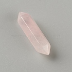 Faceted No Hole Natural Rose Quartz Double Terminated Points, For Wire Wrapped Pendants Making, 31x8x8.5mm(G-WH0016-02)