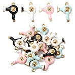 16Pcs 4 Colors Alloy Enamel Pendants, Cadmium Free & Lead Free, Golden, Hair Dryer Charm, Mixed Color, 25.5x19.5x5.5mm, Hole: 1.8mm, 4pcs/color(FIND-YW0005-95)