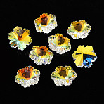 Electroplated Glass Charms, Silver Plated Bottom, Faceted, Snowflake, Clear AB, 14x12.5x7mm, Hole: 1.4mm, about 30pcs/board, 4board/box(EGLA-N006-015D)