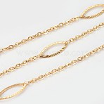 Ion Plating(IP) 304 Stainless Steel Cable Chains, with Horse Eye/Marquise Links, Soldered, with Spool, Flat Oval, Golden, 6mm, Link: 2.5x2x1mm and 15x6x1mm, about 32.8 Feet(10m)/roll(CHS-E020-01G)