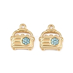 304 Stainless Steel Micro Pave Cubic Zirconia Charms, Radio Charms, Golden, Sky Blue, 14x12x3mm, Hole: 1.5mm(ZIRC-F147-01G-01)