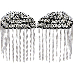 2Pcs Felt with Alloy Tassel Epaulettes, with Brooch, Platinum, 200x115x13mm(DIY-FH0011-14P)