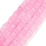 Natural Malaysia Jade Beads Strands, Dyed, Bamboo Stick, Pink, 12~12.5x8mm, Hole: 1mm, about 32pcs/strand, 15.43 inch(39.2cm)(G-L600-A01-01E)