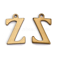 304 Stainless Steel Alphabet Charms, Antique Bronze, Letter.Z, 12x7.5x1mm, Hole: 1mm(STAS-H122-Z-AB)